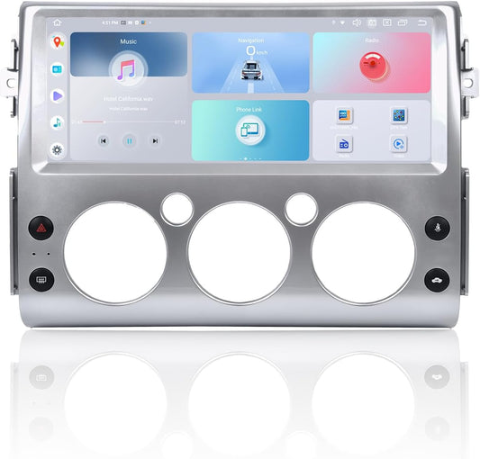 Roadanvi X12 Car Stereo 12.3" QLED Touchscreen Head Unit for Toyota FJ Cruiser 2007-2018 Wireless CarPlay Andorid Auto Radio Bluetooth 2K GPS Navigation Silver