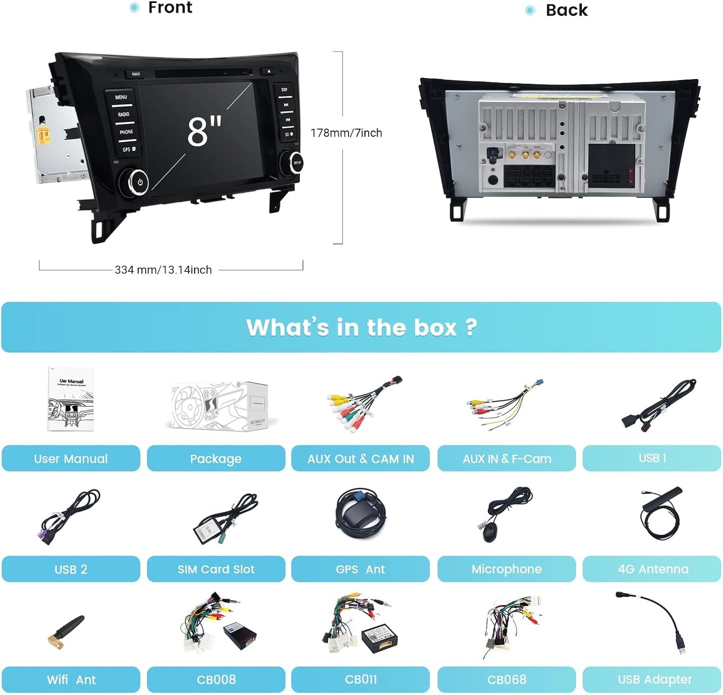 Roadanvi X12 Head Unit Android Auto Nissan X-Trail Qashqai 2014-2020 Wireless Carplay Android Auto 8" QLED Touch Screen Car Radio DSP GPS Navigation 4G+64G