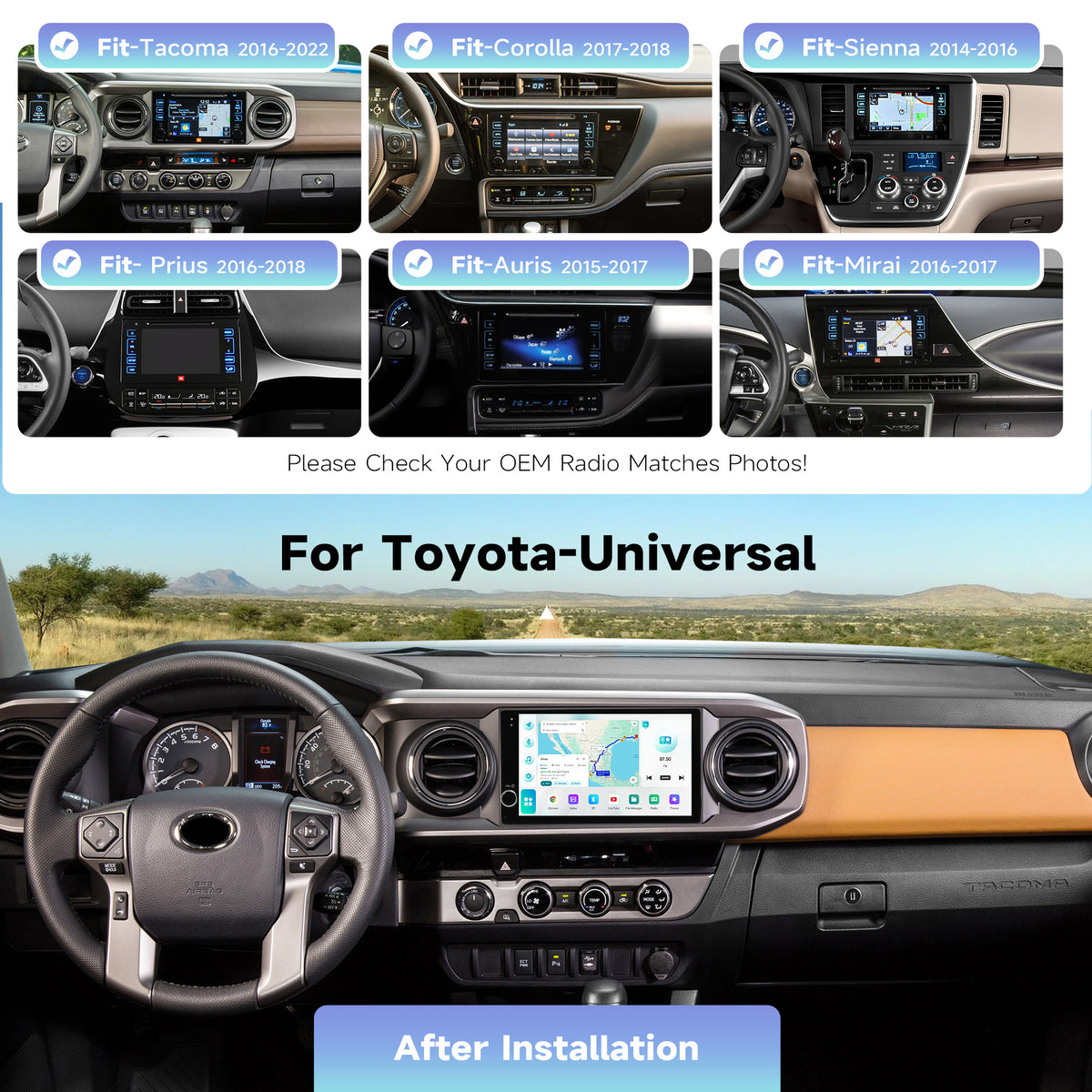 Roadanvi X14 9" Car Radio for Toyota Tacoma 2016-2022 Corolla 2017 2018 Sienna 2014 to 2016 Carplay Android Auto Car Stereo Android 14 6GB+128GB WiFi&4G LTE GPS Navigation with knob