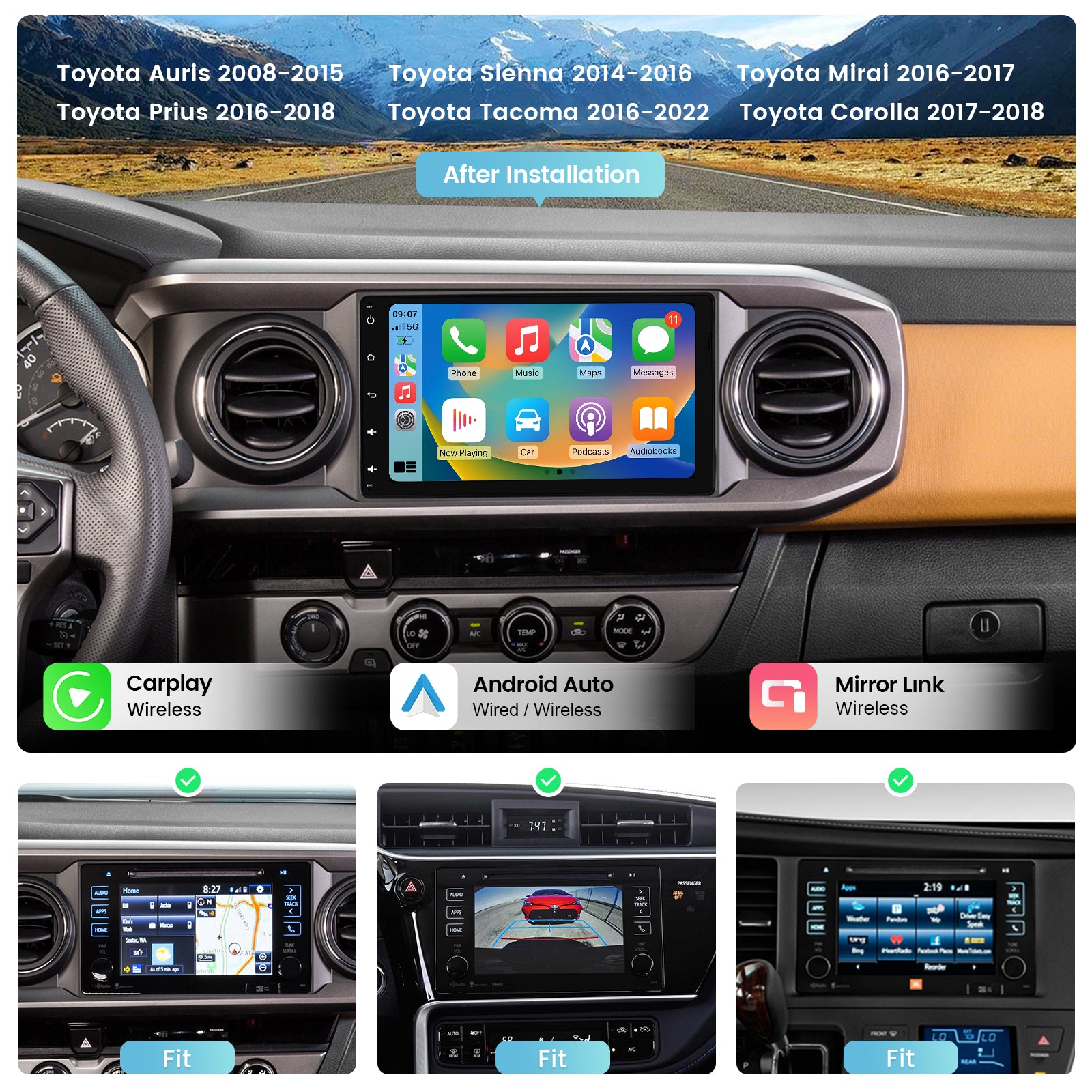 Roadanvi 9" Universal Toyota Car Radio for Tacoma 2016-2019, Corolla 2017-2018, Sienna 2014-2016