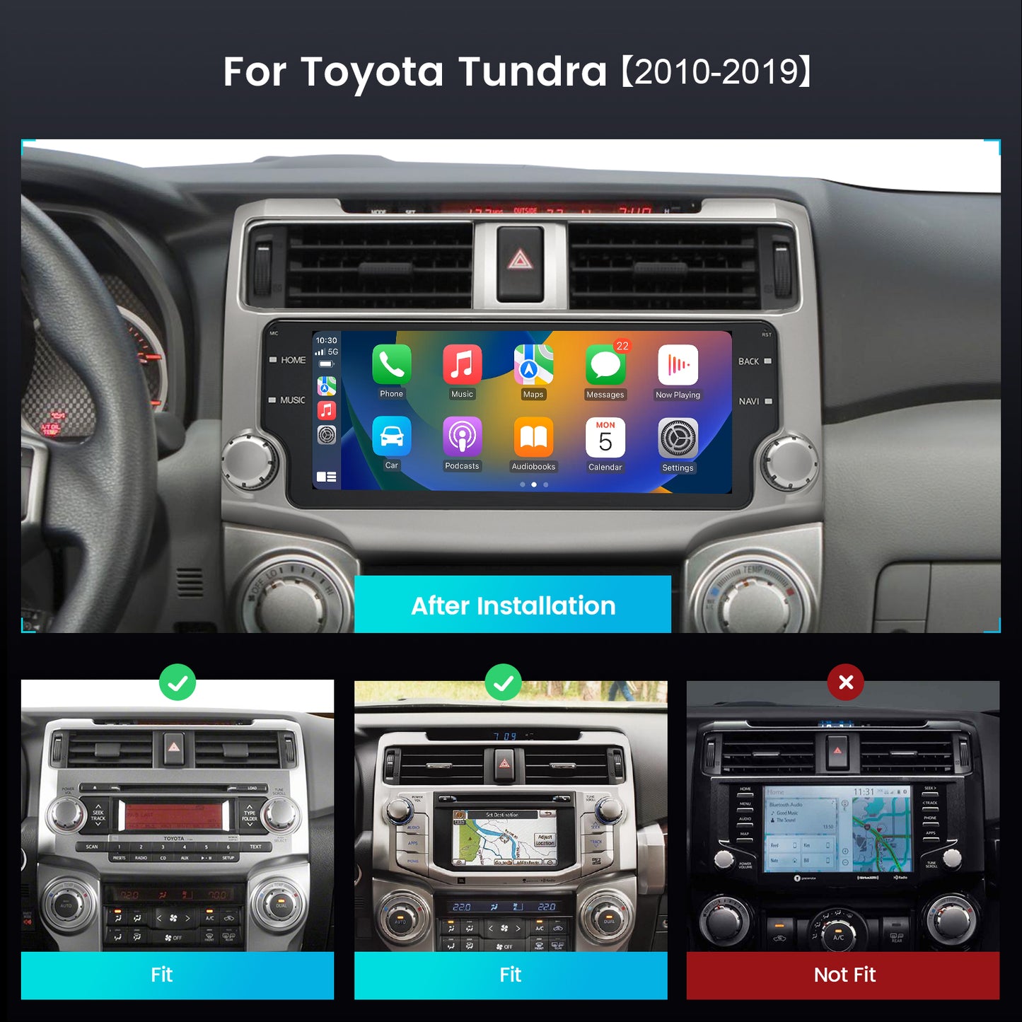 Roadanvi X12 2K 10.25" 8G+128G Car Stereo for Toyota 4Runner 2010-2019 Wireless Carplay Android Auto 4G LTE Car Radio Head Unit 1920×720 QLED Touch Screen DSP GPS Navigation Android 12 Sliver