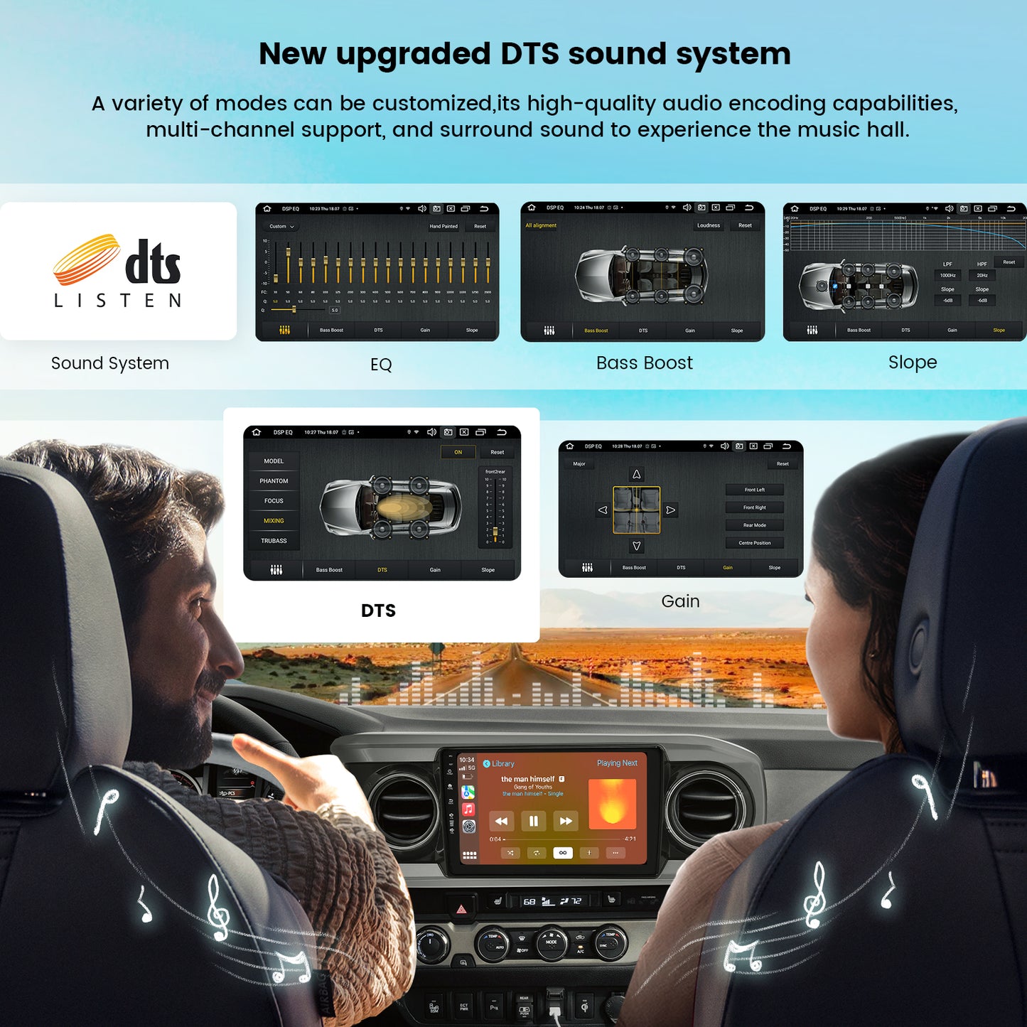 Roadanvi X12 Car Stereo for Toyota Tacoma 2016-2022 with Wireless Apple Carplay & Android Auto, 10.2" Touch Screen Head Unit, GPS Radio, 4G RAM+64G ROM, Bluetooth 5.0, 5G WiFi, 4G LTE