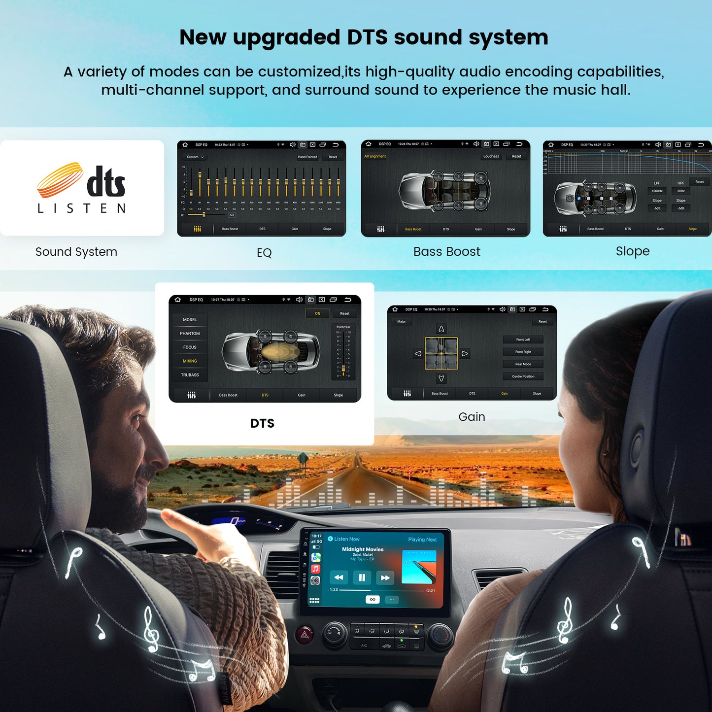 Roadanvi 10.2" Radio X12 Car Stereo for Honda Civic 2007-2011 Wireless CarPlay & Android Auto 4G LTE DTS GPS Navigation Head Unit 6G+64G