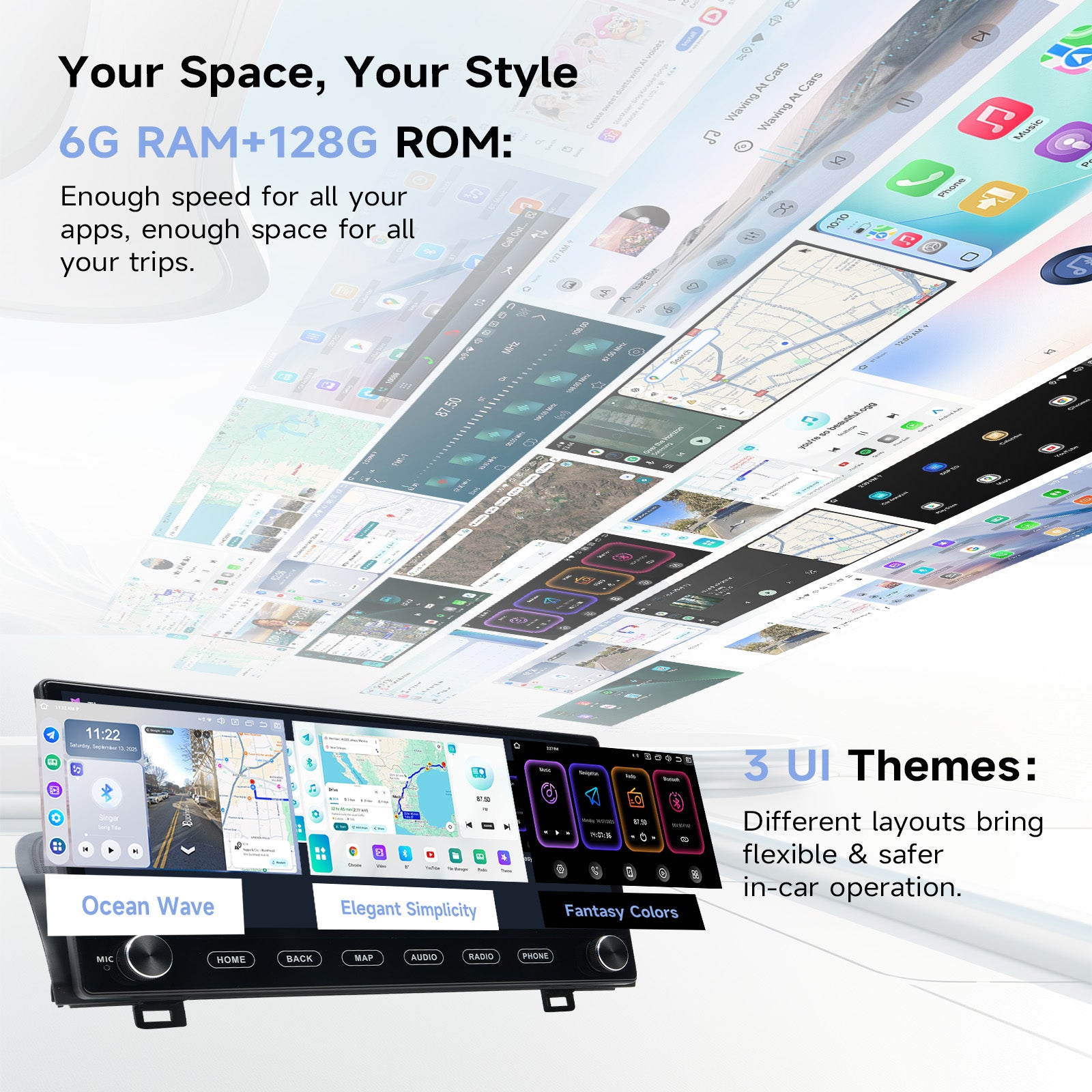 Roadanvi Android 14 12.3" Car Stereo for Honda Accord 10th 2018-2021 Wireless Carplay Andorid Auto 6G+128G WiFi 4G LTE 2K QLED Touch Screen Car Radio GPS Navigation Bluetooth 5.2 Head Unit wirh knobs