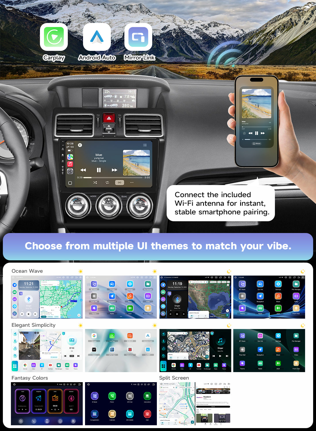 Roadanvi X14 6G+128G Car Stereo for 2015-2018 Subaru Forester 4 & 2016-2021 Subaru WRX Carplay & Android Auto Head Unit, WiFi & 4G LTE, Bluetooth 5.2, GPS Navigation 9" Touch Screen QLED 1280x720