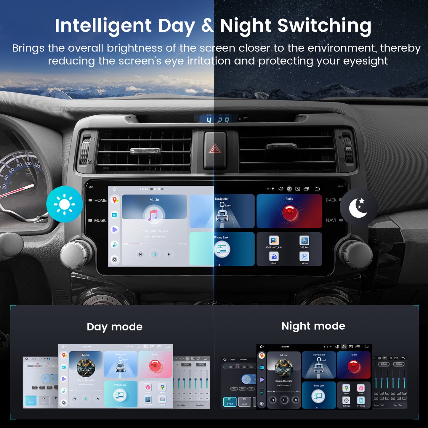 Roadanvi X12 10.25" 8G+128G Car Stereo for Toyota 4Runner 2010-2019 Wireless Carplay Android Auto 4G LTE Car Radio 2K 1920 * 720 QLED Touch Screen Head Unit DSP Android 12 GPS Navigation Black