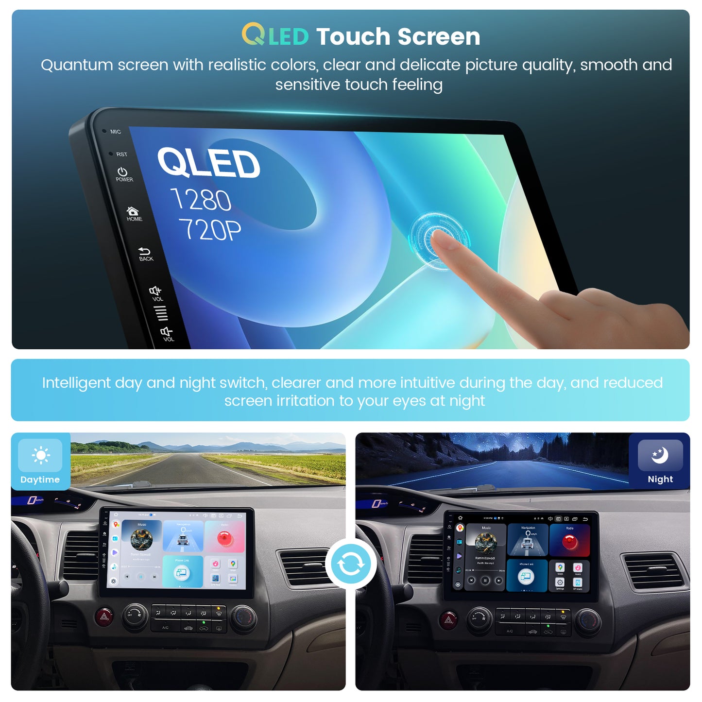 Roadanvi 10.2" Radio X12 Car Stereo for Honda Civic 2007-2011 Wireless CarPlay & Android Auto 4G LTE DTS GPS Navigation Head Unit 6G+64G