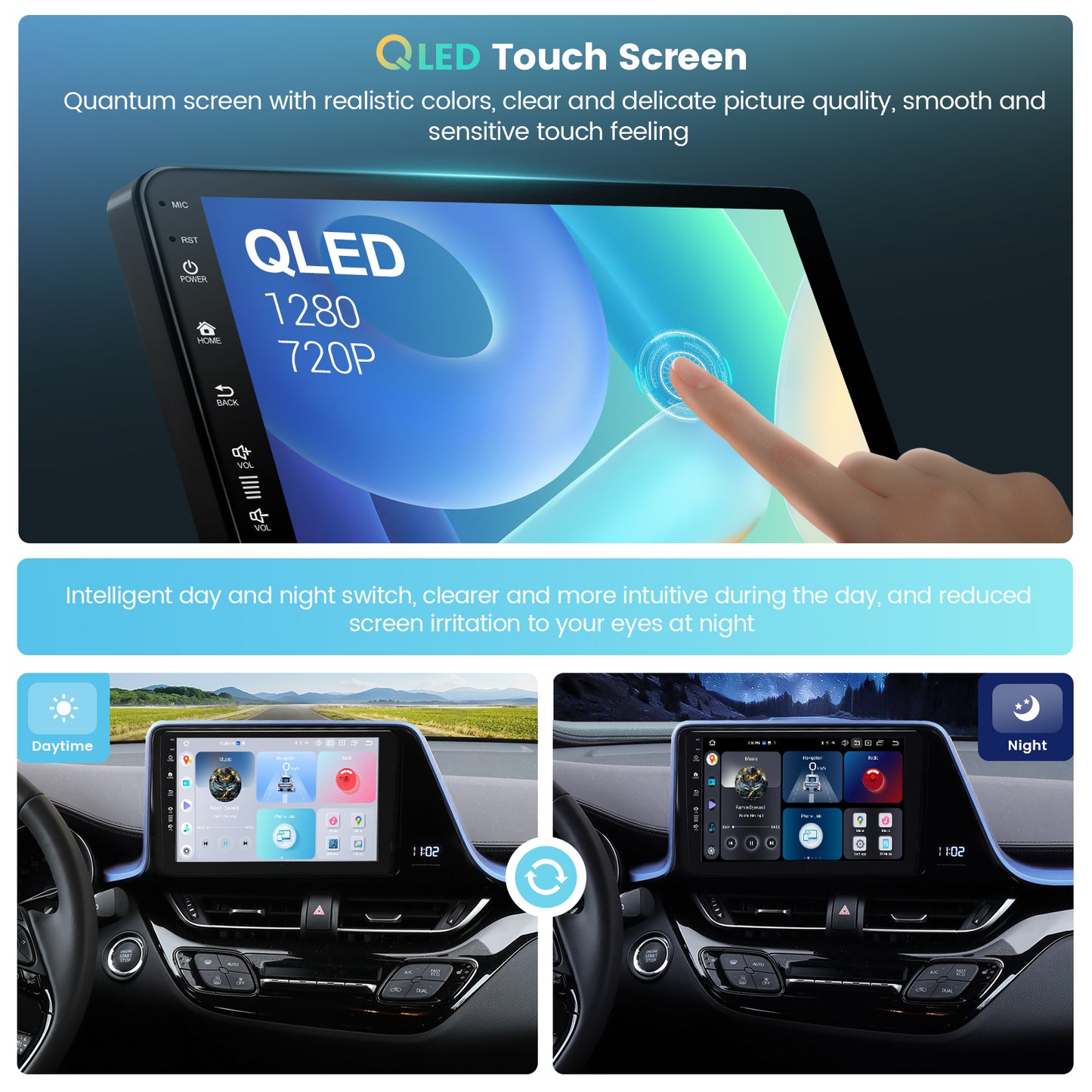 Roadanvi X12 Car Stereo for Toyota CHR 2016-2020 Carplay & Android Auto Head Unit, WiFi & 4G LTE GPS Navigation 1280x720 QLED 9" Touch Screen 4GB+64GB Bluetooth