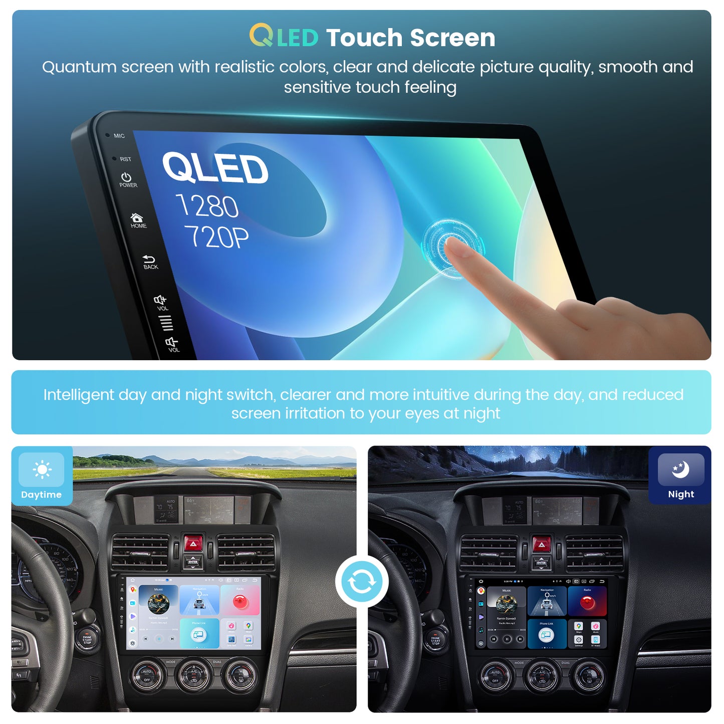 Roadanvi X12 9" Android 12 Car Radio for Subaru Forester 4 Impreza WRX 2012-2015 Carplay Android Auto Bluetooth Stereo 1280x720 QLED Head Unit 4GB+64GB WiFi 4G LTE Touch Screen GPS Navigation