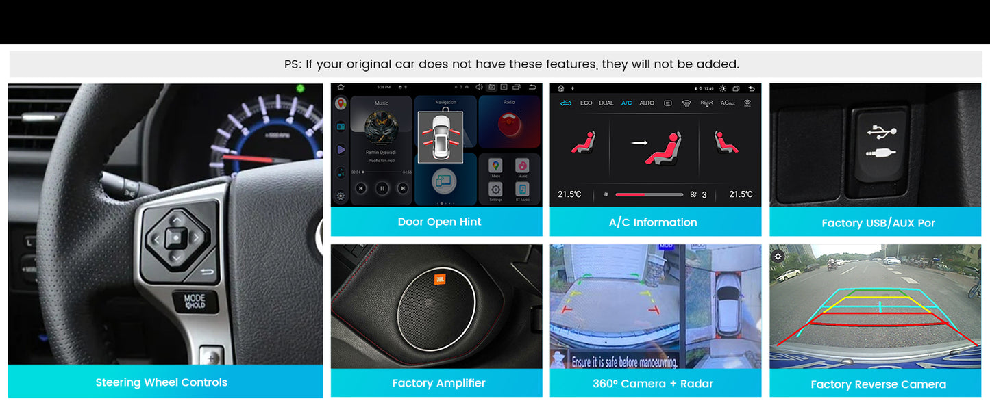 Roadanvi X12 10.25" 8G+128G Car Stereo for Toyota 4Runner 2010-2019 Wireless Carplay Android Auto 4G LTE Car Radio 2K 1920 * 720 QLED Touch Screen Head Unit DSP Android 12 GPS Navigation Black