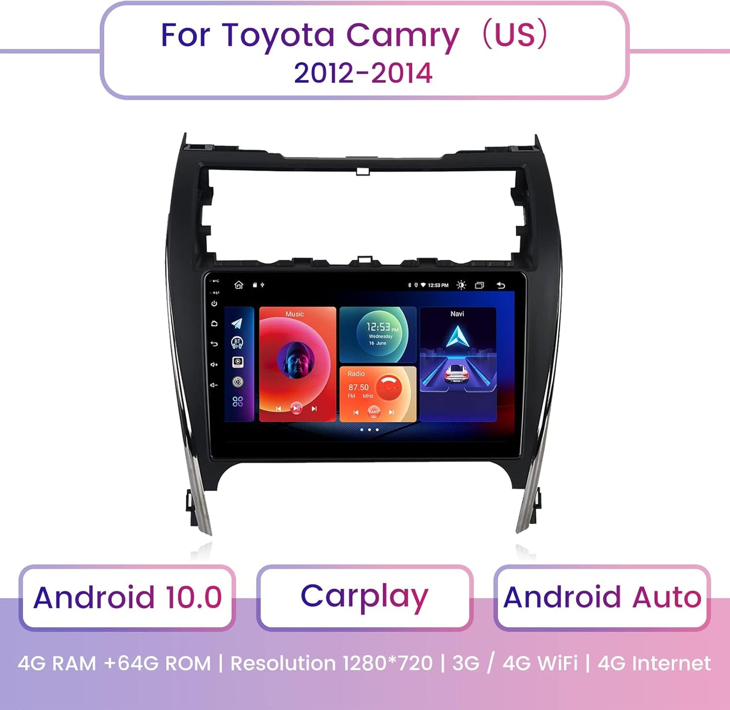 Roadanvi F10 For Toyota Camry 2012 2013 2014 Car Radio Apple Carplay IPS Screen 4*50W USB 4G RAM GPS Navigation