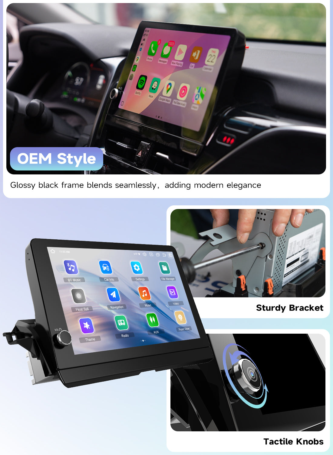 Roadanvi Android 14 6GB+128GB 11.6" Car Stereo for Toyota Camry 2021-2023 Wireless Carplay Android Auto Head Unit GPS Navigation QLED Screen with Knob,X14