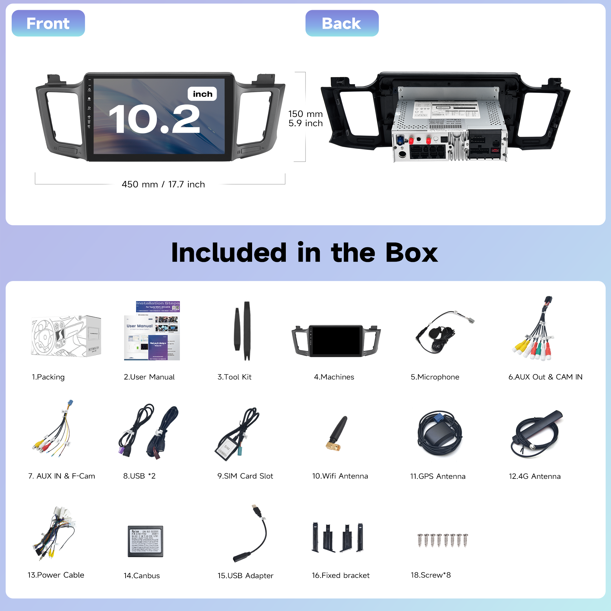Roadanvi Android 14 10.2" Car Stereo for Toyota RAV4 2013-2018,Wireless Carplay, Android Auto, 6G RAM+128G ROM, Bluetooth 5.2, Head Unit GPS Navigation, QLED Touch Screen, WiFi, and 4G LTE,X14 Series