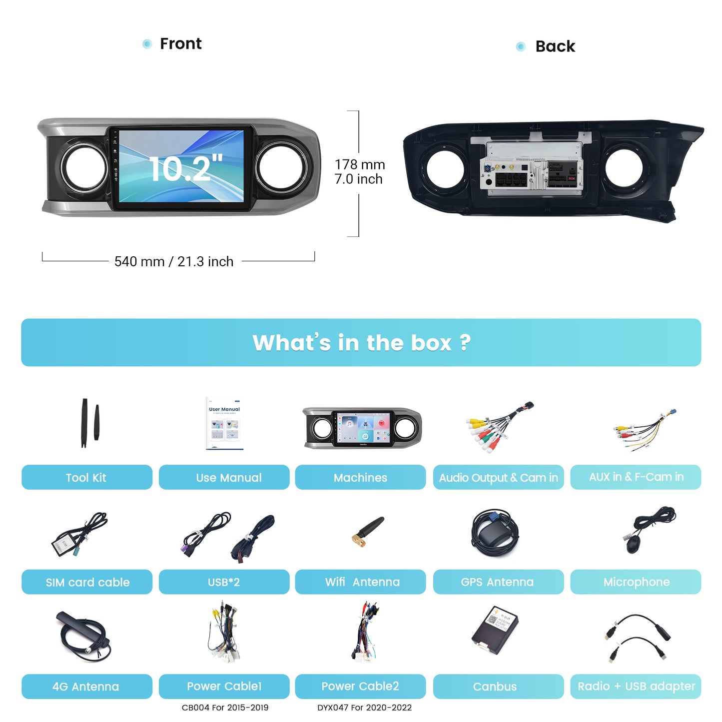 Roadanvi X12 Car Stereo for Toyota Tacoma 2016-2022 with Wireless Apple Carplay & Android Auto, 10.2" Touch Screen Head Unit, GPS Radio, 4G RAM+64G ROM, Bluetooth 5.0, 5G WiFi, 4G LTE