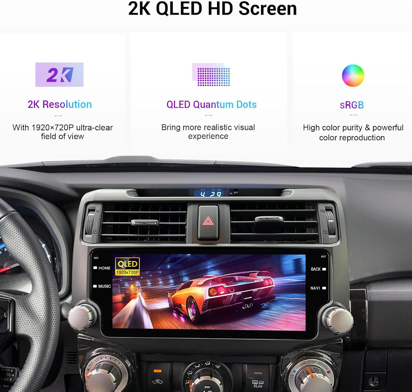 Roadanvi HD 10.25" 8G+128G Android Car Stereo for Toyota 4Runner 2014 2015 2016 2017 2018 2019 Wireless Carplay Android Auto Car Radio GPS Navigation DSP QLED Touch Screen Head Unit
