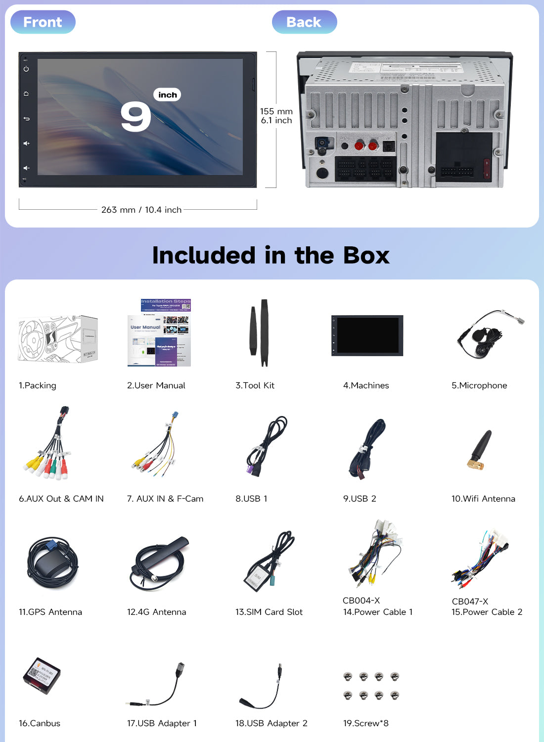 Roadanvi X14 9" Universal Toyota Car Radio for Tacoma 2016-2022, Corolla 2017-2018, Sienna 2014-2016
