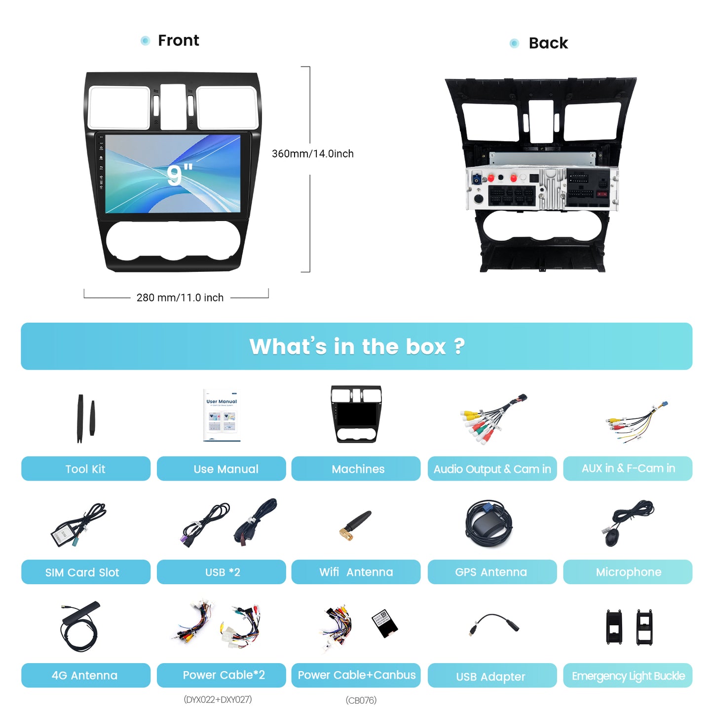 Roadanvi 9" Android 12 Car Stereo for Subaru Forester 4 WRX 2016-2018 CarPlay & Android Auto 4GB+64GB/8G+128G Bluetooth, WiFi & 4G LTE GPS Navigation 1280x720 QLED Touch Screen Head Unit