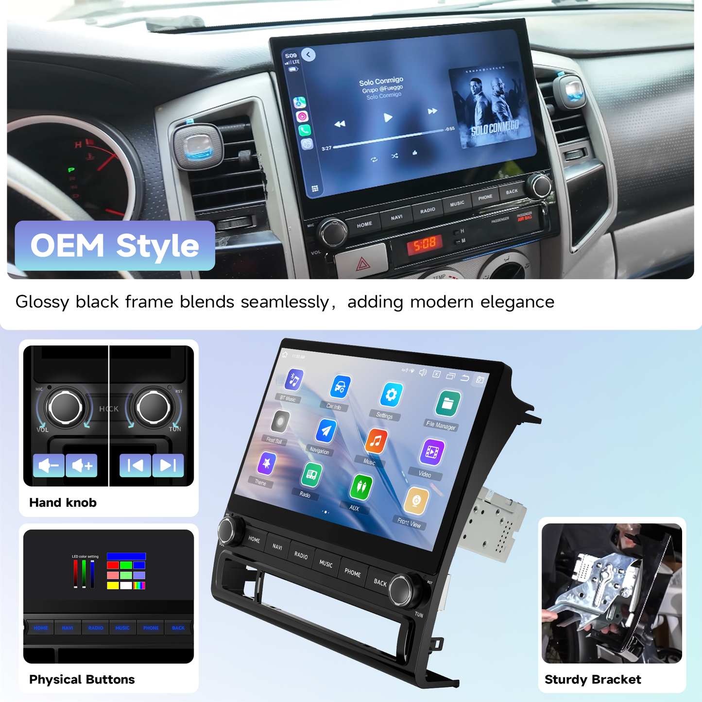 Roadanvi 10.2" Android 14 Car Stereo for 2nd Gen Toyota Tacoma 2005-2015, Wireless Apple CarPlay & Android Auto,6GB RAM 128GB ROM, 5G WiFi 4G LTE, QLED Touchscreen, GPS Navigation, Bluetooth 5.2