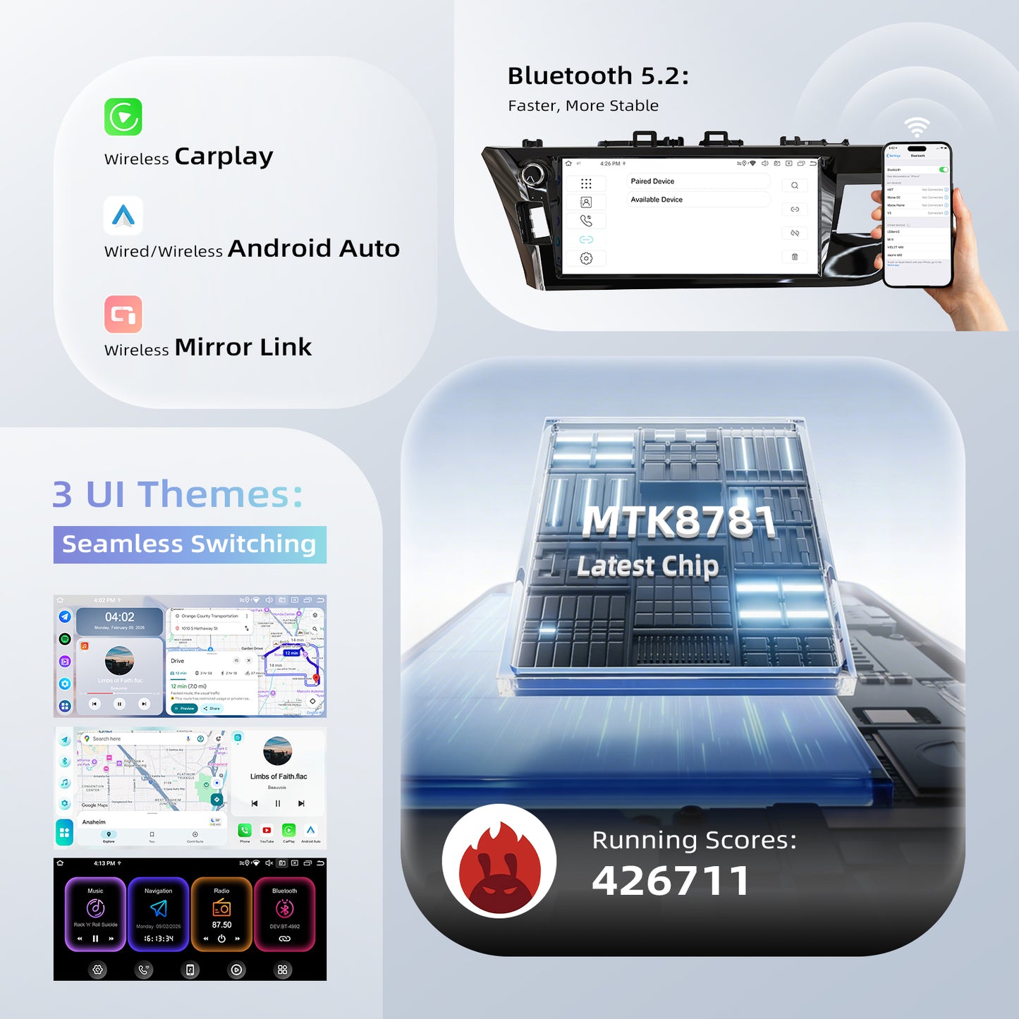 Roadanvi Android 14 6G+128GB 10.33" Car Stereo for Toyota Corolla 2014-2016 Wireless Carplay & Android Auto,Bluetooth 5.2 Head Unit,4G LTE,5G WiFi,QLED Touch Screen Radio,GPS Navigation,X14 Series
