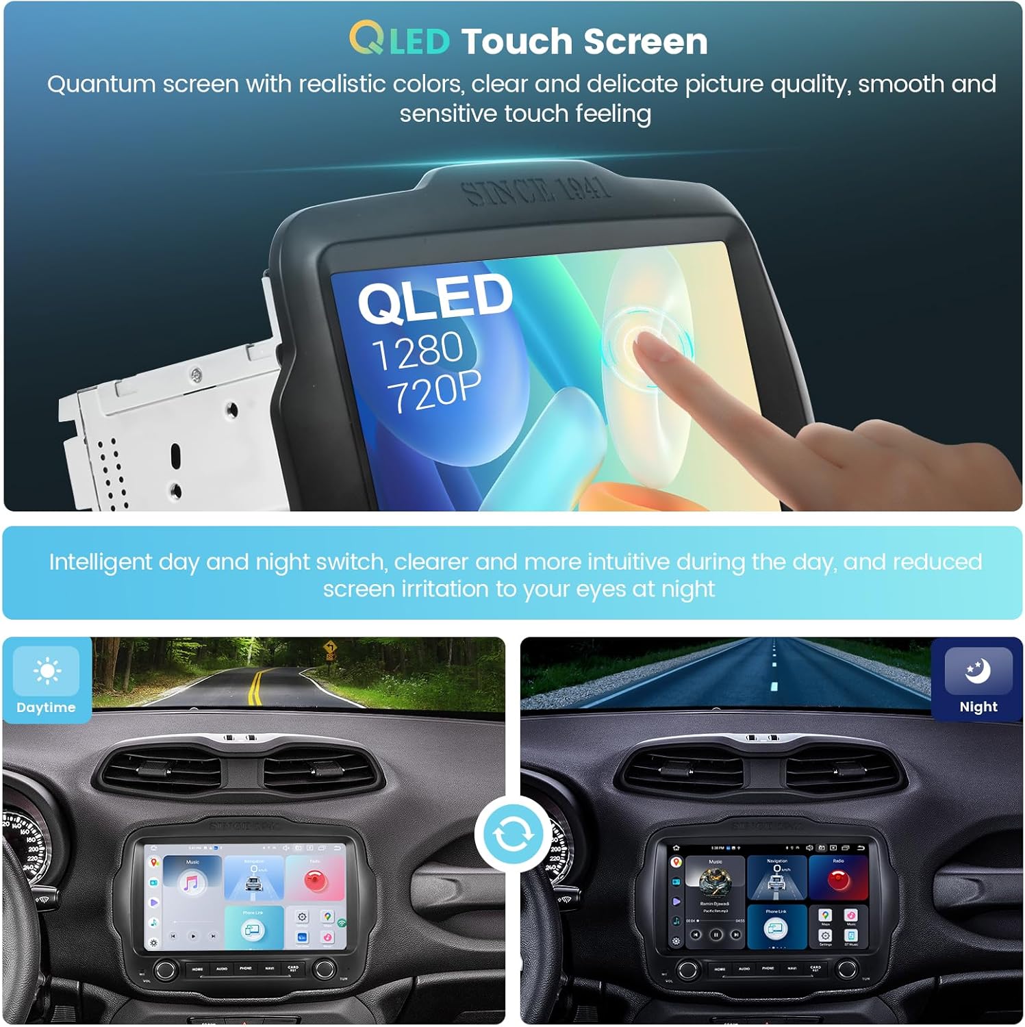 Roadanvi X12 Car Radio for Jeep Renegade 2015-2022 Wireless Carplay Android Auto GPS Car Stereo 9" Touch Screen Head Unit Car Stereo Navigation Bluetooth WiFi 4G LTE