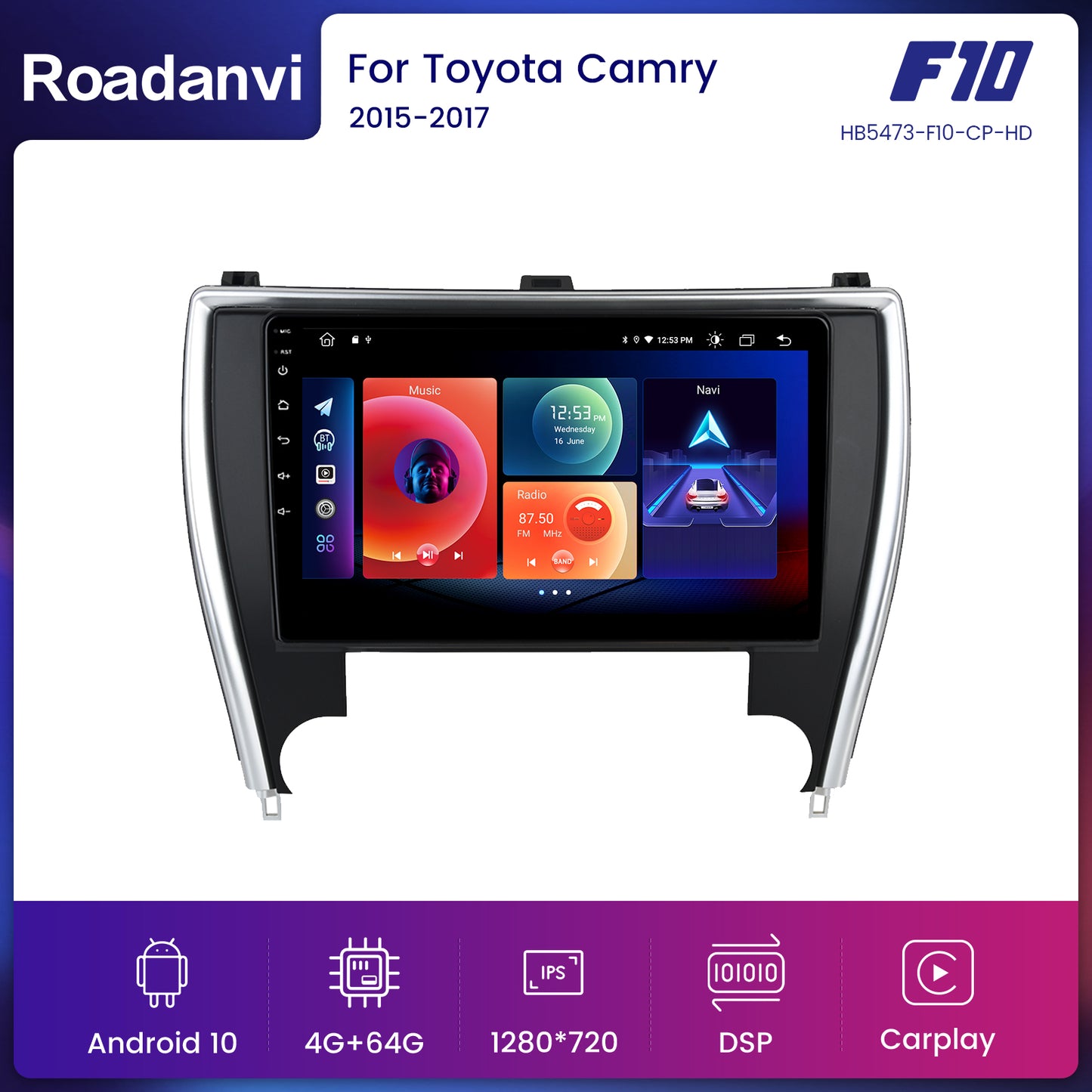Roadanvi F10 For Toyota Camry 2015 2016 2017 Car Stereo IPS Screen DSP 1280*720 GPS Wifi Apple Carplay Radio Android