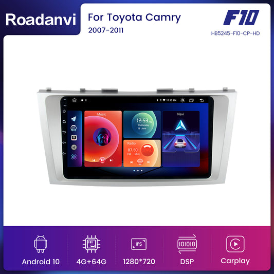 Roadanvi F10 For Toyota Camry 2007 2008 2009 2010 2011 Car Stereo 2.5D Touch Screen Apple Carplay 4G RAM TDA7851 GPS Navigation