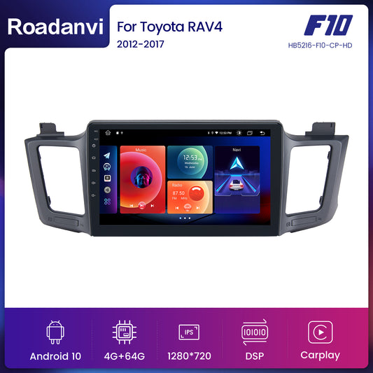 Roadanvi F10 For Toyota RAV4 2012 2013 2014 2015 2016 2017 Car Radio Apple Carplay GPS 64G ROM 10.2 Inch IPS Screen Audio