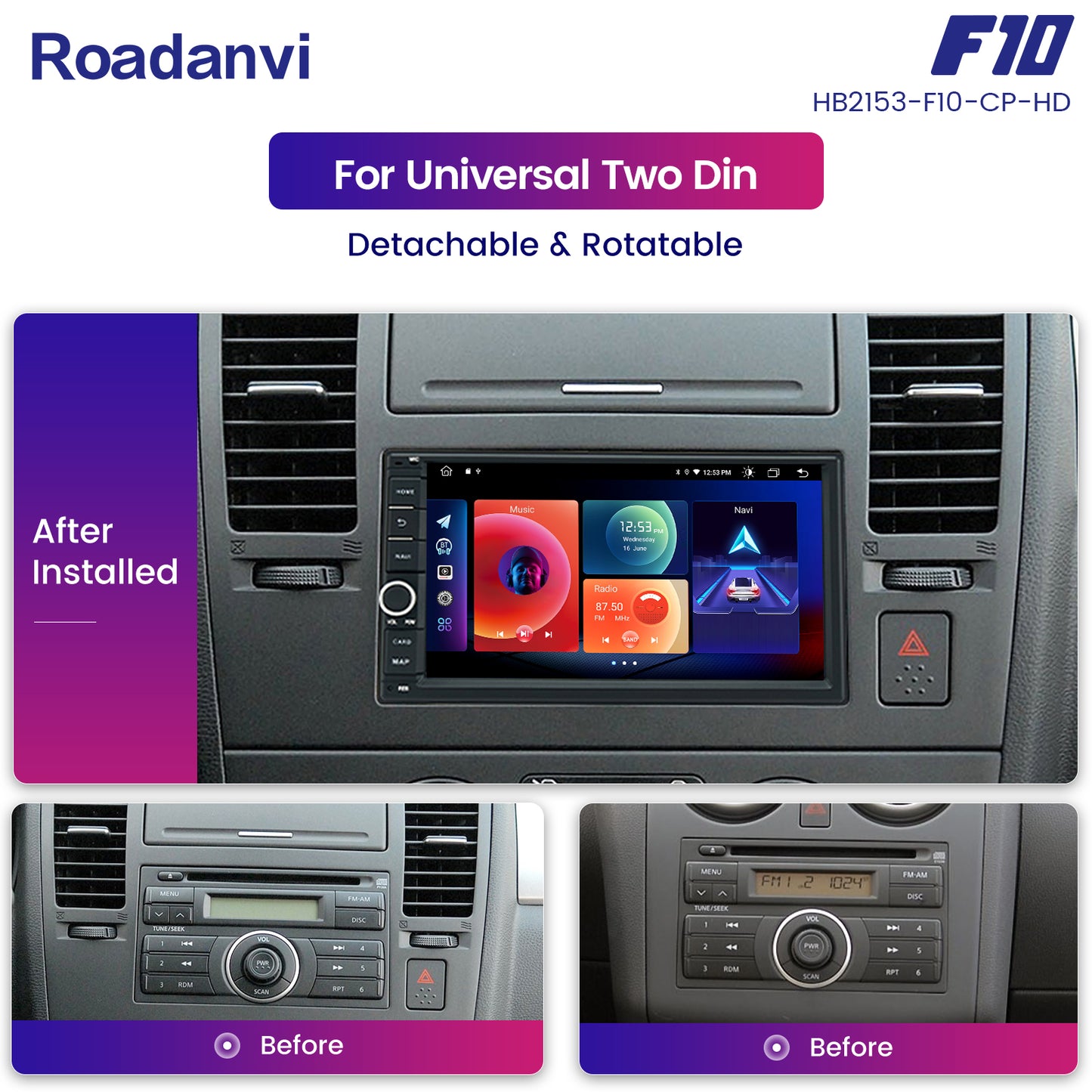 Roadanvi F10 For Nissan Universal Patrol Altima Car Stereo Android Auto 7 inch 2.5D Touch Screen DSP GPS Navigation