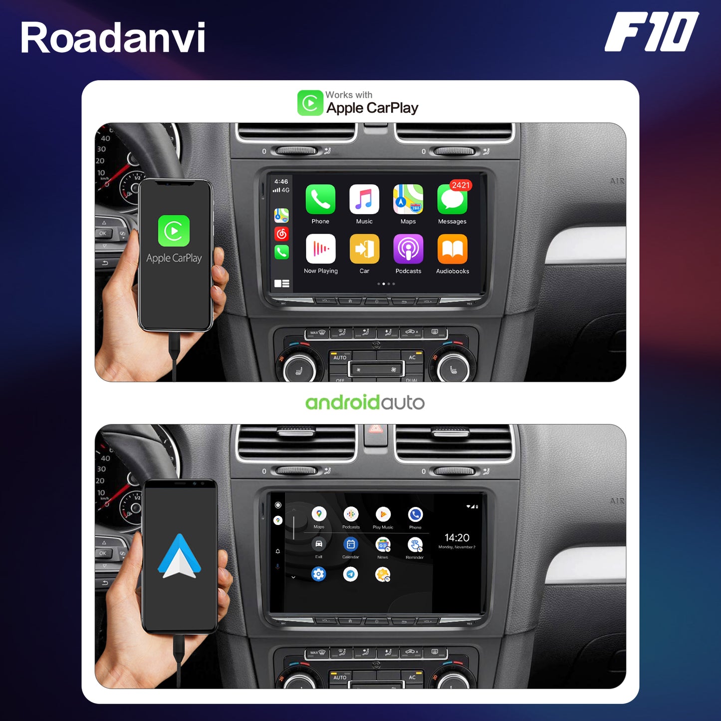 Roadanvi F10 For VW Universal Polo Golf Eos Tiguan Touran Passat 2006-2015 Car Stereo Android Touch screen Wifi 1280*720 GPS Navigation