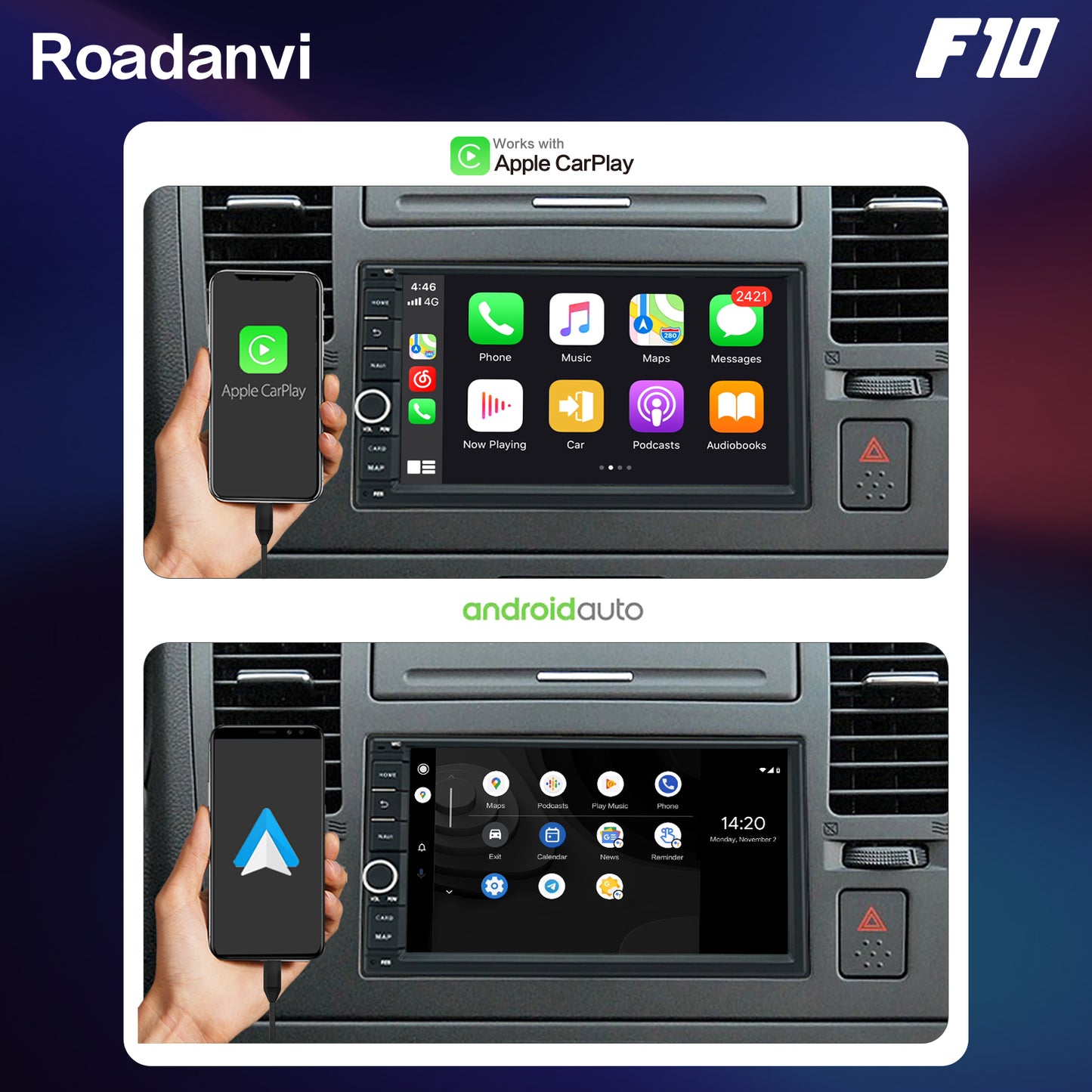Roadanvi F10 For Toyota Universal Camry Corolla Car Stereo Apple Carplay Android 10 Touch screen 4G RAM DSP TDA7851 GPS Head Unit