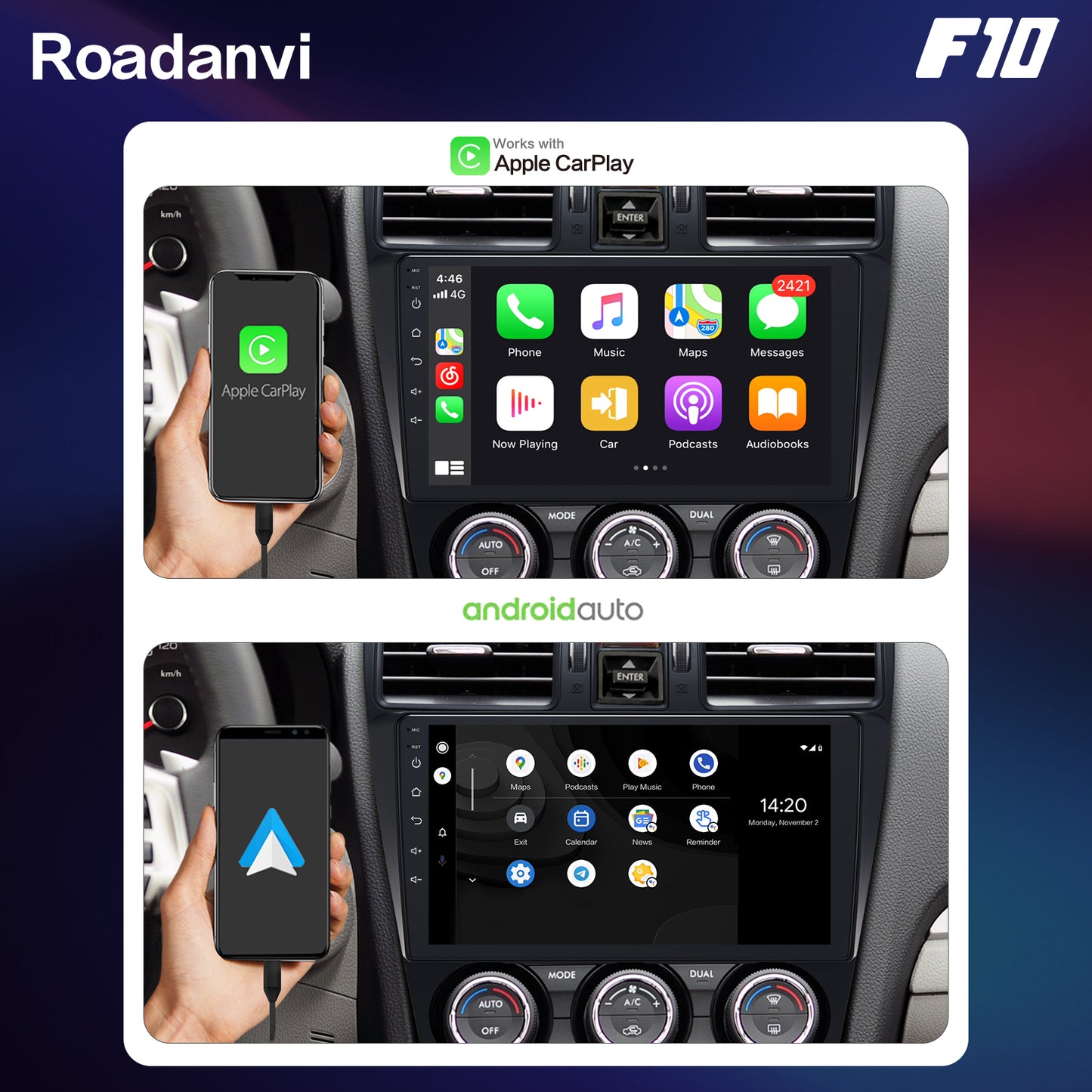 Roadanvi F10 For Subaru Forester 4 Impreza WRX 2012 2013 2014 2015 Car Stereo Apple Carplay IPS Screen 9 Inch 4G RAM Wifi GPS Navigation
