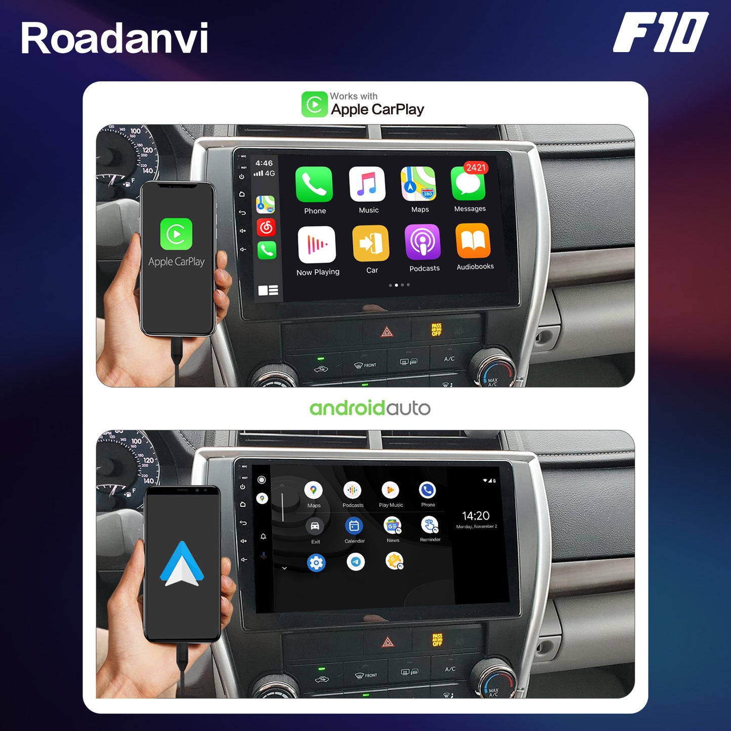 Roadanvi F10 For Toyota Camry 2015 2016 2017 Car Stereo IPS Screen DSP 1280*720 GPS Wifi Apple Carplay Radio Android