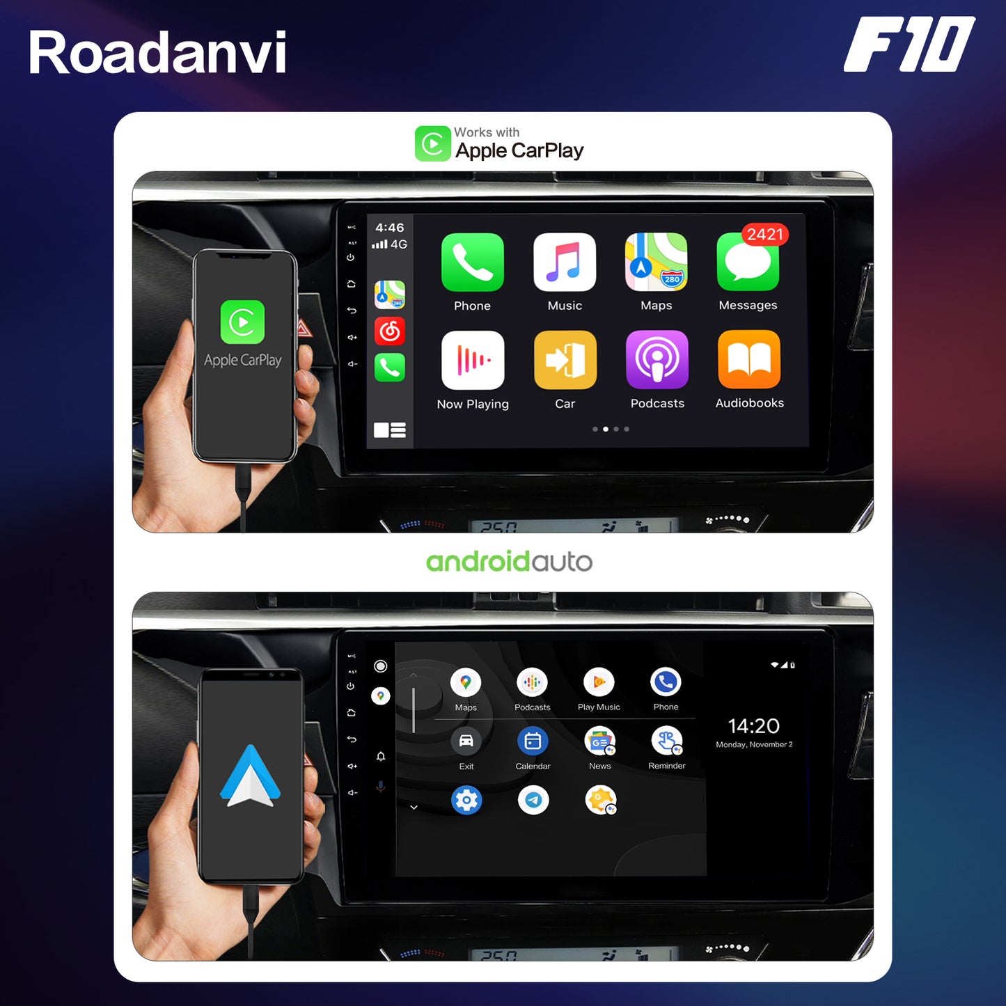 Roadanvi F10 For Toyota Corolla 2014 2015 2016 Car Radio Android Auto 10.2 inch Touch Screen DSP Android 10 Audio