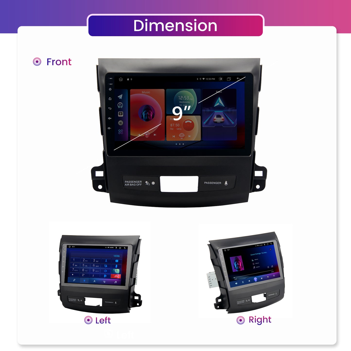 Roadanvi F10 for Mitsubishi Outlander 2007 2008 2009 2010 2011 2012 2013 Car GPS Navigation AI Voice Control Apple Carplay Android Auto 4G 64G DSP Stereo