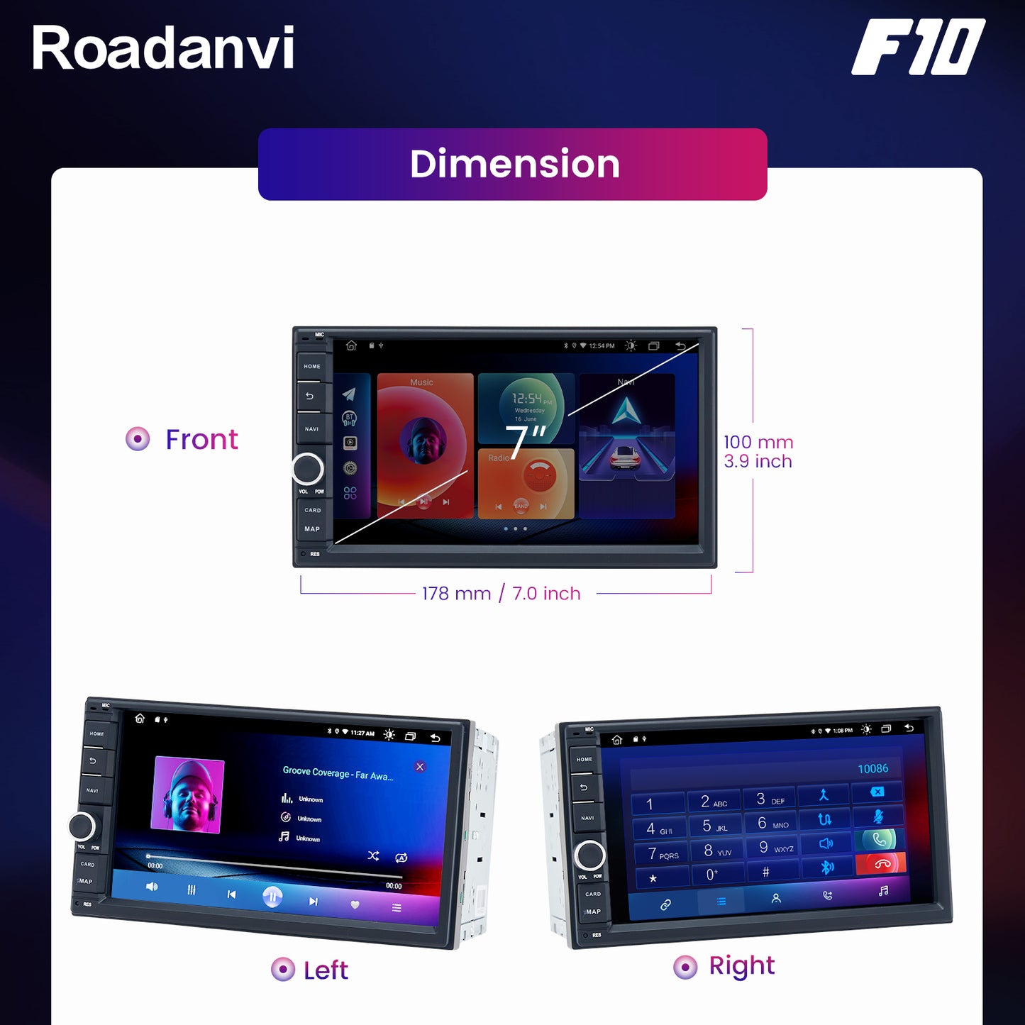 Roadanvi F10 For Nissan Universal Patrol Altima Car Stereo Android Auto 7 inch 2.5D Touch Screen DSP GPS Navigation