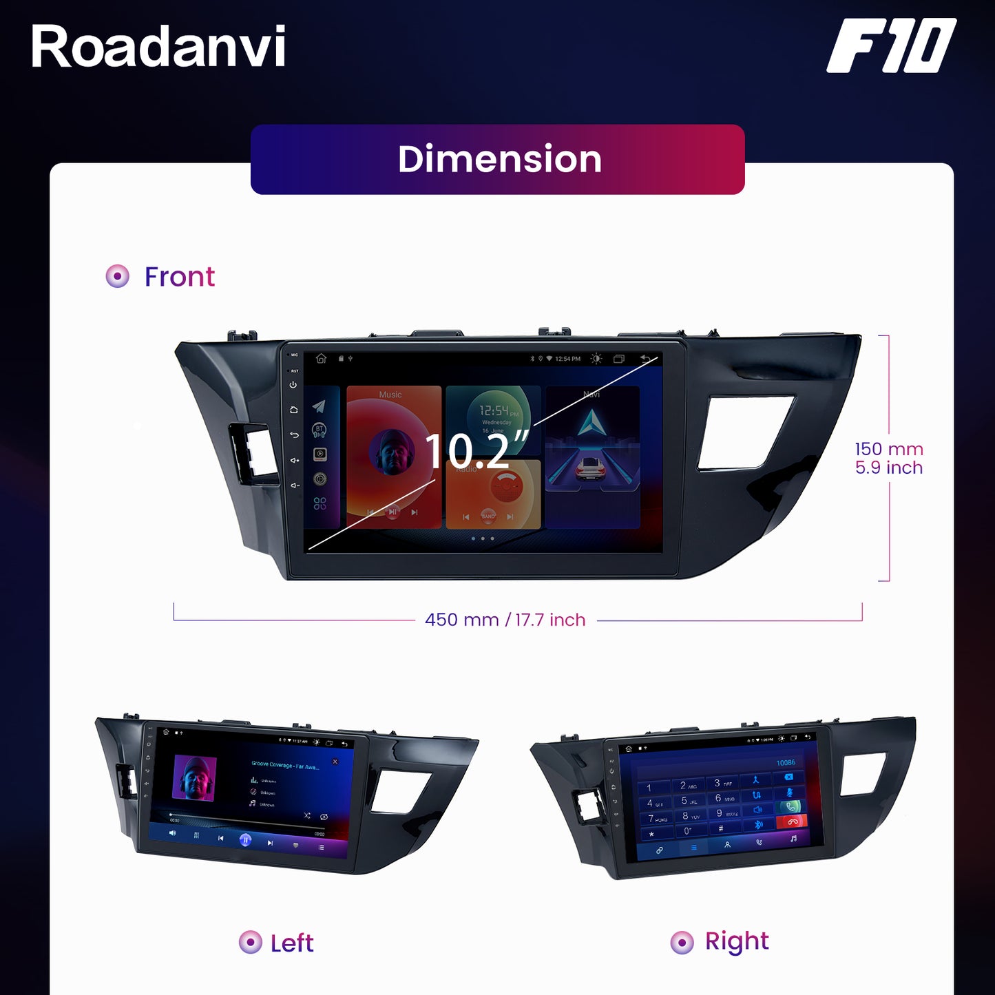 Roadanvi F10 For Toyota Corolla 2014 2015 2016 Car Radio Android Auto 10.2 inch Touch Screen DSP Android 10 Audio