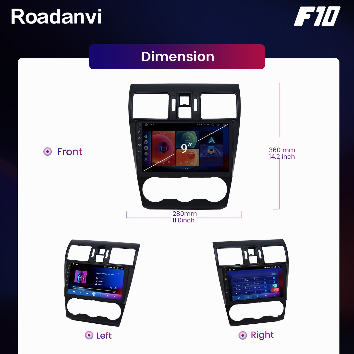 Roadanvi F10 For Subaru Forester 4 Impreza WRX 2012 2013 2014 2015 Car Stereo Apple Carplay IPS Screen 9 Inch 4G RAM Wifi GPS Navigation