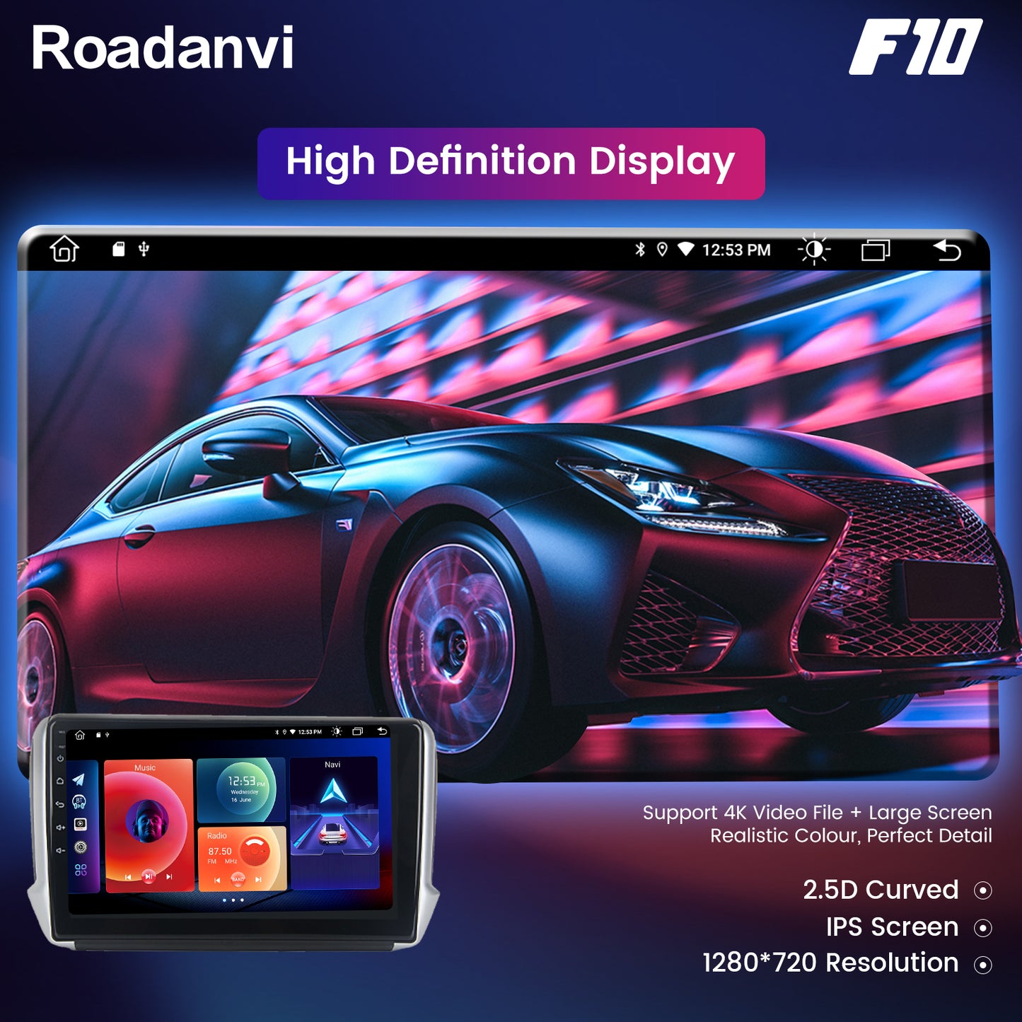Roadanvi F10 For Peugeot 208 2008 2012 2013 2014 2015 2016 Car GPS Navigation 2.5D Touch Screen Android Video TDA7851 Apple Carplay Radio