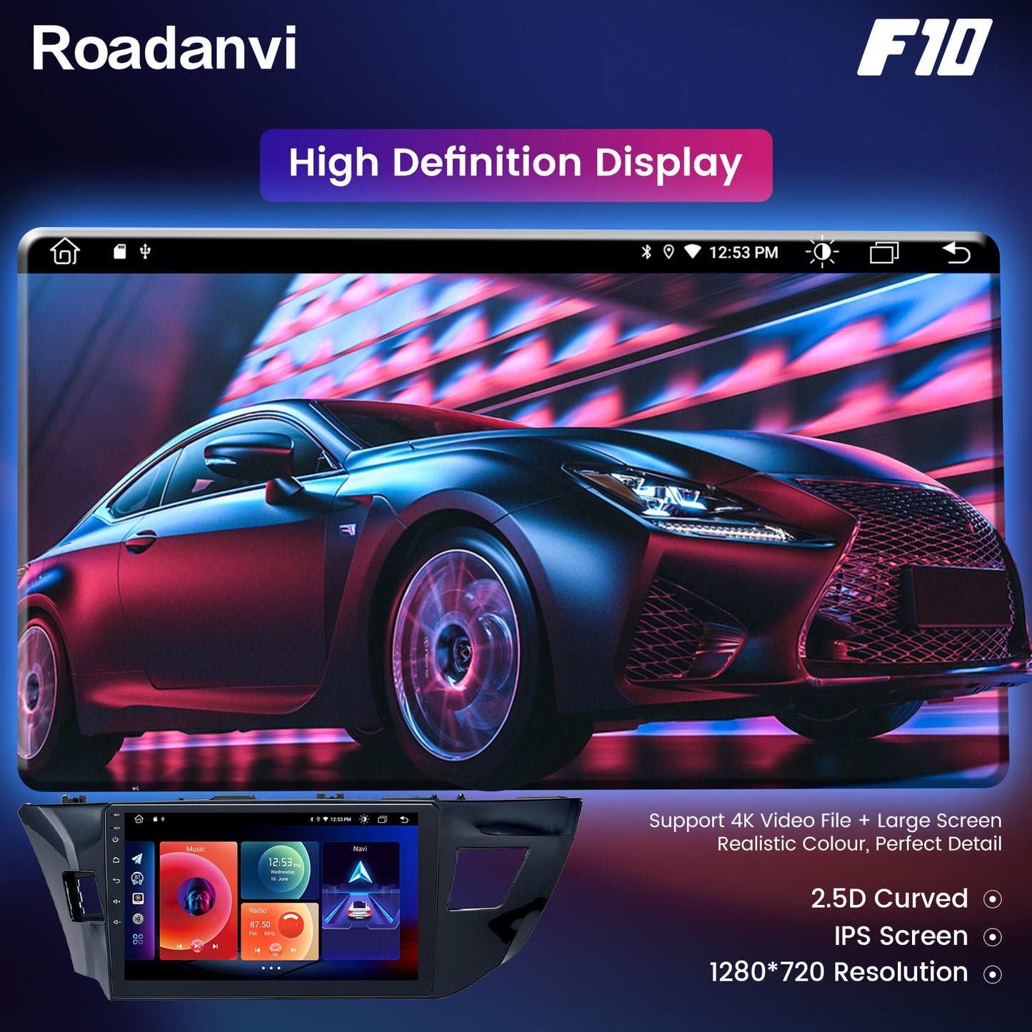 Roadanvi F10 For Toyota Corolla 2014 2015 2016 Car Radio Android Auto 10.2 inch Touch Screen DSP Android 10 Audio