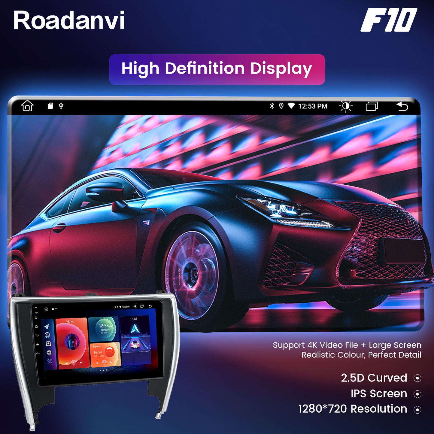 Roadanvi F10 For Toyota Camry 2015 2016 2017 Car Stereo IPS Screen DSP 1280*720 GPS Wifi Apple Carplay Radio Android