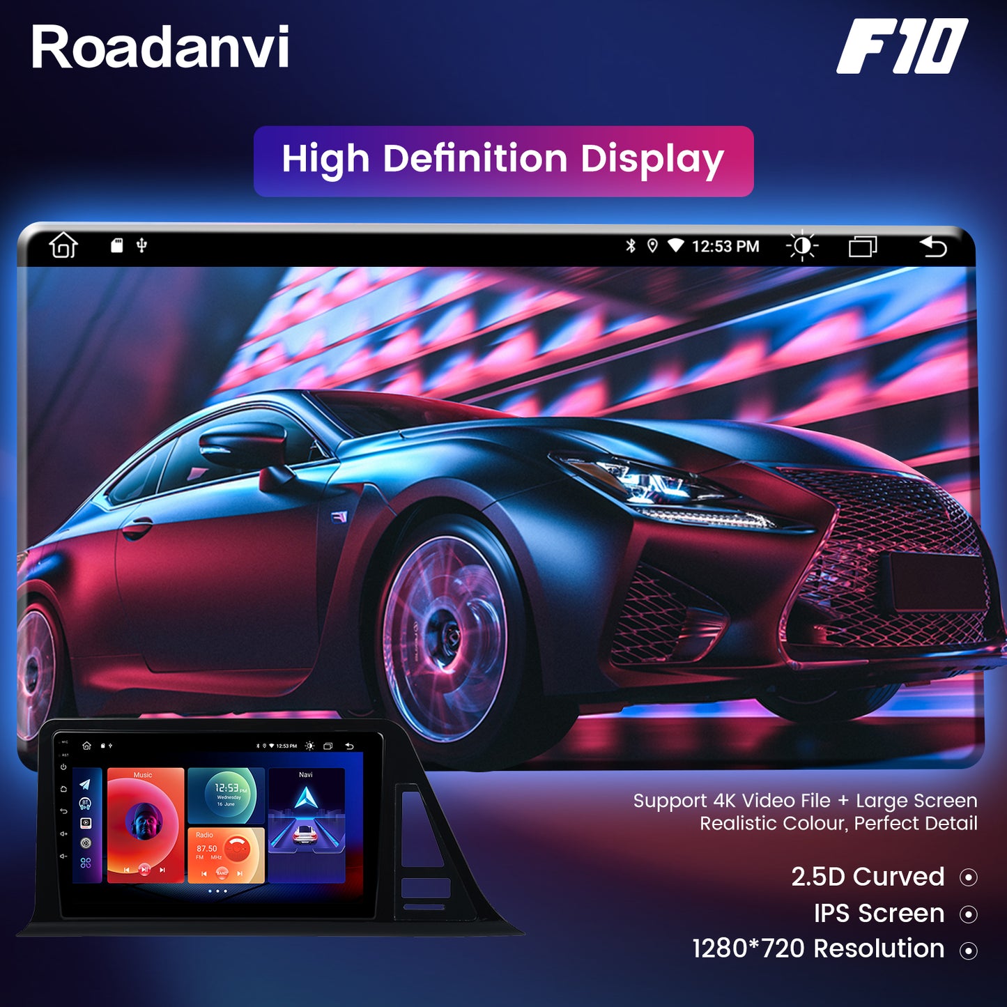 Roadanvi F10 For Toyota CHR 2016 2017 2018 Car GPS Navigation 10.2 Inch Touch screen TDA7851 Android Auto Stereo