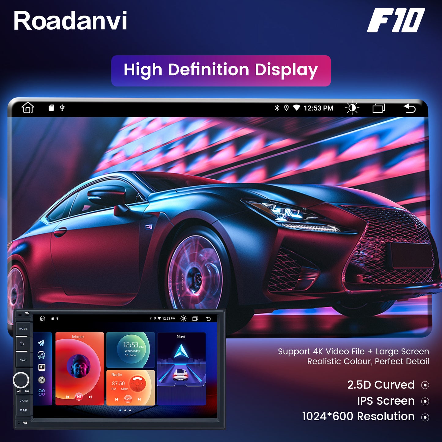 Roadanvi F10 For Nissan Universal Patrol Altima Car Stereo Android Auto 7 inch 2.5D Touch Screen DSP GPS Navigation