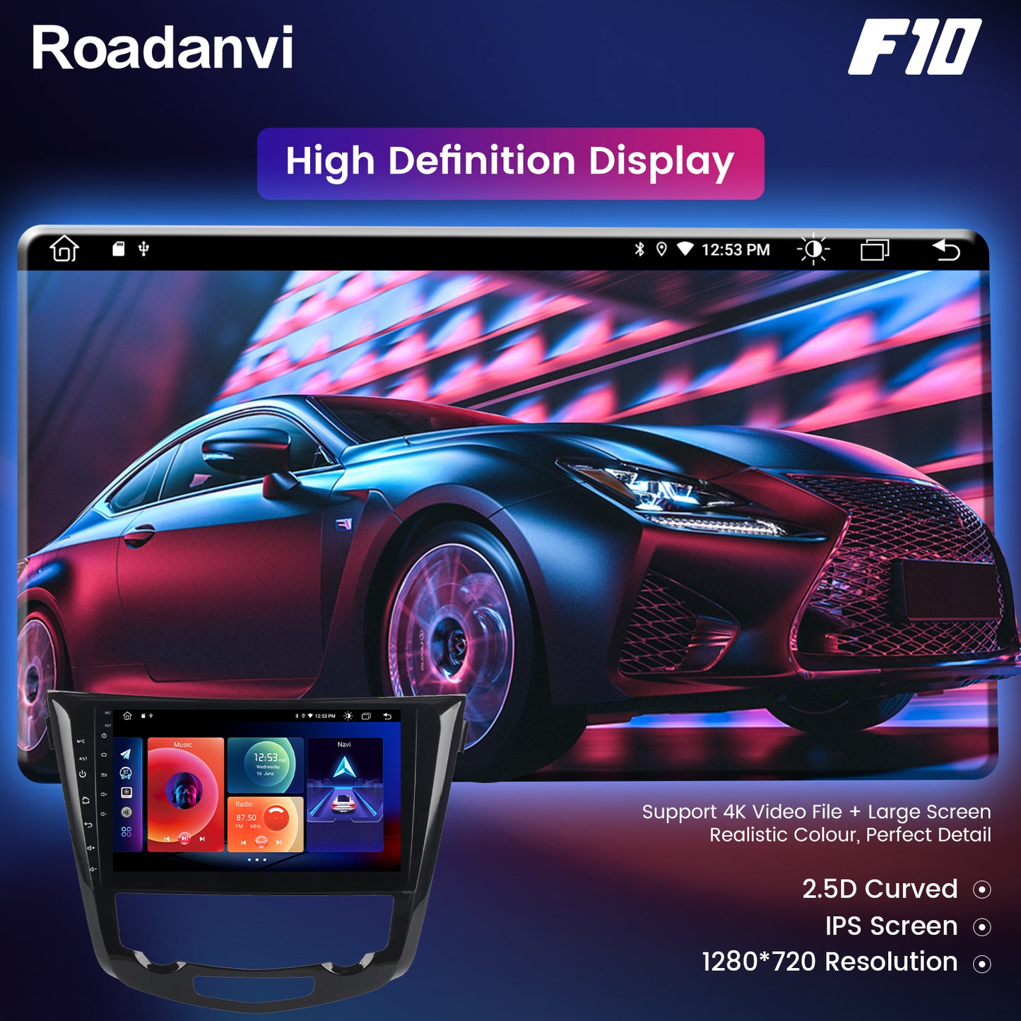 Roadanvi F10 For Nissan X-Trail Qashqai Rogue 2014 2015 2016 2017 2018 Car Stereo Apple Carplay GPS 4*50W