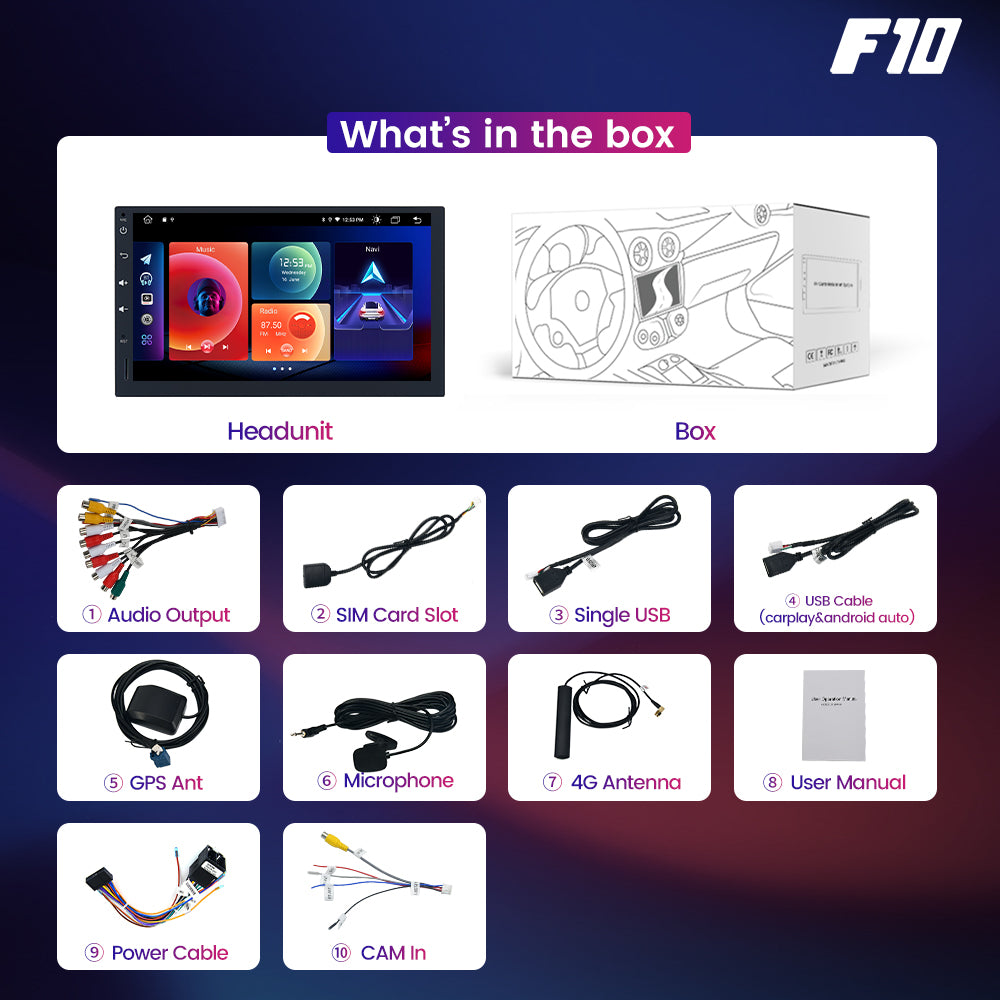 Roadanvi F10 For Single Din Universal Car Radio Android 7 inch Touch screen 2.5D 4*50W Apple Carplay Auto GPS