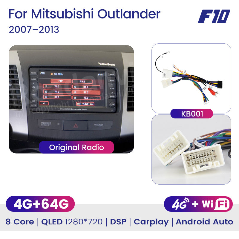 Roadanvi F10 for Mitsubishi Outlander 2007 2008 2009 2010 2011 2012 2013 Car GPS Navigation AI Voice Control Apple Carplay Android Auto 4G 64G DSP Stereo
