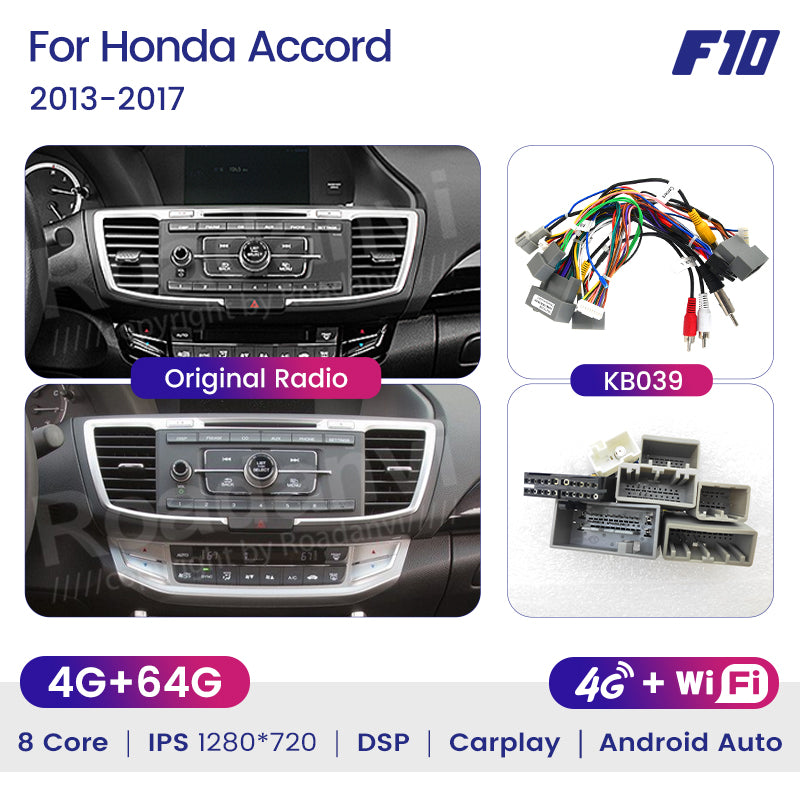 Roadanvi F10 For Honda Accord 2013 2014 2015 2016 2017 Car Stereo Android 10 IPS Screen 10.2 Inch 1280*720 4G RAM Wifi Head Unit