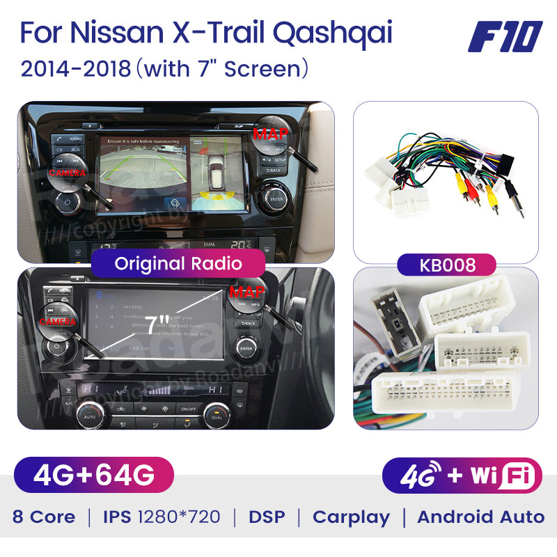 Roadanvi F10 For Nissan X-Trail Qashqai Rogue 2014 2015 2016 2017 2018 Car Stereo Apple Carplay GPS 4*50W