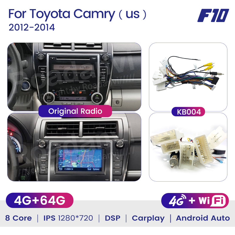 Roadanvi F10 For Toyota Camry 2012 2013 2014 Car Radio Apple Carplay IPS Screen 4*50W USB 4G RAM GPS Navigation
