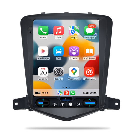 Roadanvi F10 8GB+128GB Tesla Style Car Radio for Chevrolet Chevy Cruze 2008-2016, Wireless Carplay, Android Auto, Car Stereo 9.7" HD Android, Head Unit, QLED Touch Screen,GPS Navigation