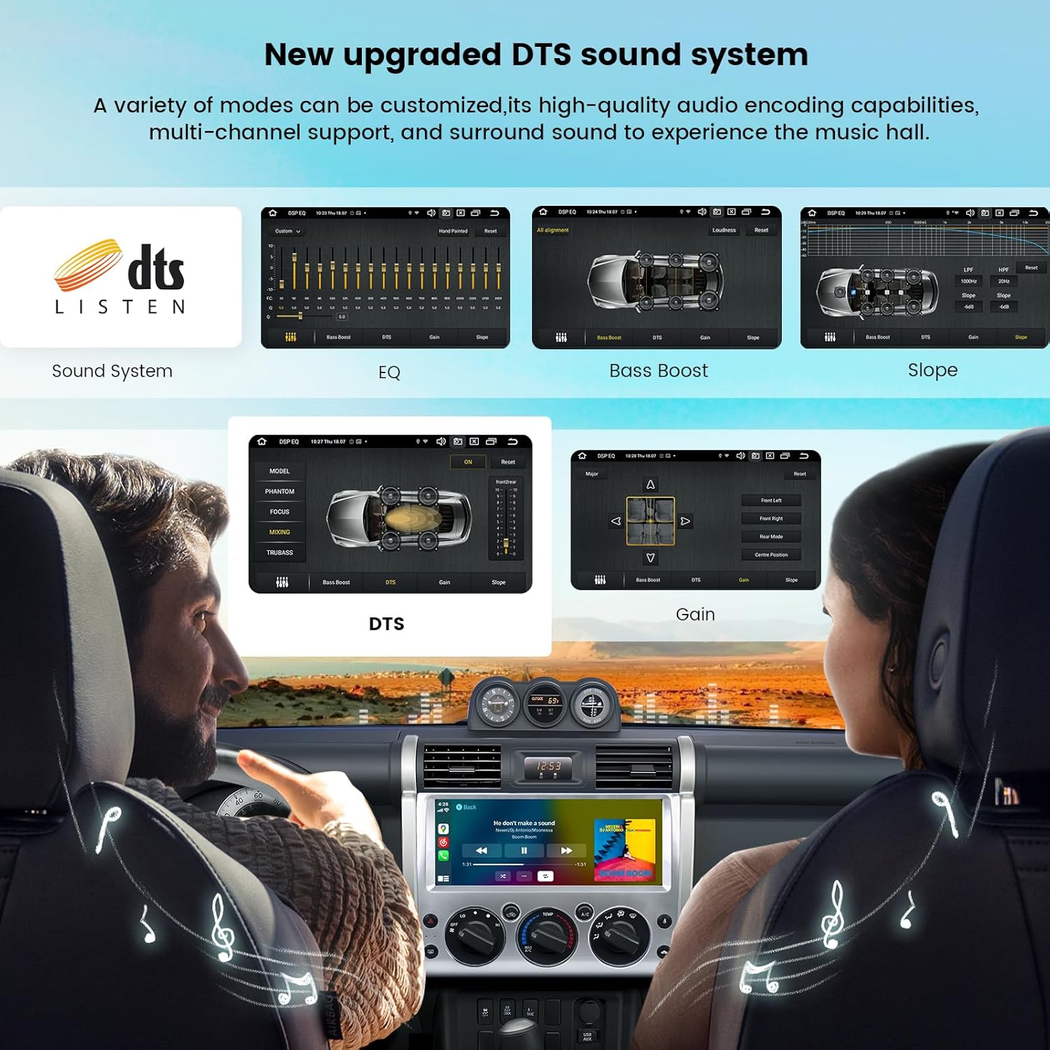 Roadanvi X12 Car Stereo 12.3" QLED Touchscreen Head Unit for Toyota FJ Cruiser 2007-2018 Wireless CarPlay Andorid Auto Radio Bluetooth 2K GPS Navigation Silver